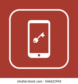Key  icon,  isolated. Flat  design.