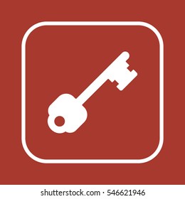 Key  icon,  isolated. Flat  design.