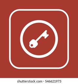 Key  icon,  isolated. Flat  design.