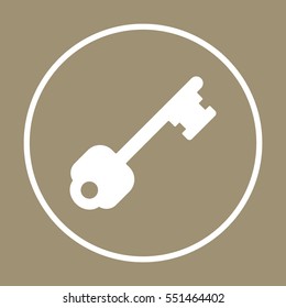 Key  icon,  isolated. Flat  design.