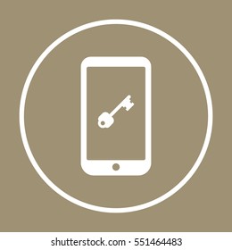 Key  icon,  isolated. Flat  design.