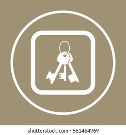 Key  icon,  isolated. Flat  design.