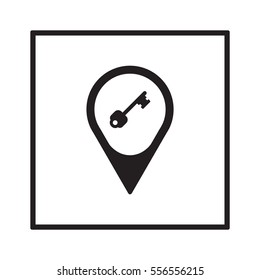 Key  icon,  isolated. Flat  design.