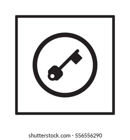 Key  icon,  isolated. Flat  design.