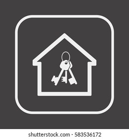 Key  icon,  isolated. Flat  design.