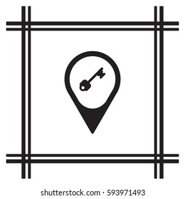 Key  icon,  isolated. Flat  design.