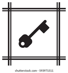 Key  icon,  isolated. Flat  design.