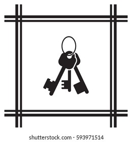 Key  icon,  isolated. Flat  design.