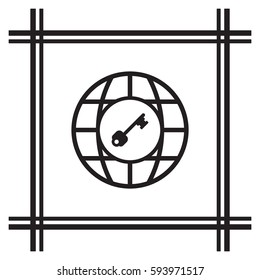 Key  icon,  isolated. Flat  design.