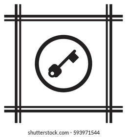 Key  icon,  isolated. Flat  design.