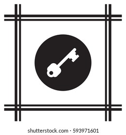 Key  icon,  isolated. Flat  design.