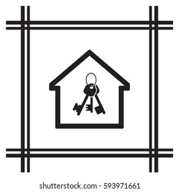 Key  icon,  isolated. Flat  design.