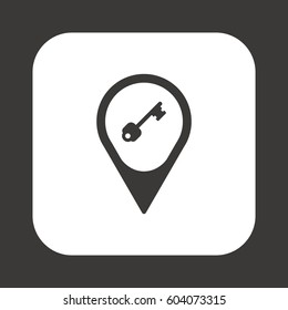 Key  icon,  isolated. Flat  design.
