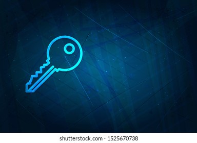 Key icon isolated on futuristic digital abstract blue background