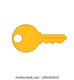 Key icon isolated on white background. Flat key icon for web site, backdrop and logo template. Useful for poster, placard and banner. Creative art concept, vector illustration, eps 10