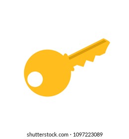 Key icon isolated on white background. Flat key icon for web site, backdrop and logo template. Useful for poster, placard and banner. Creative art concept, vector illustration, eps 10