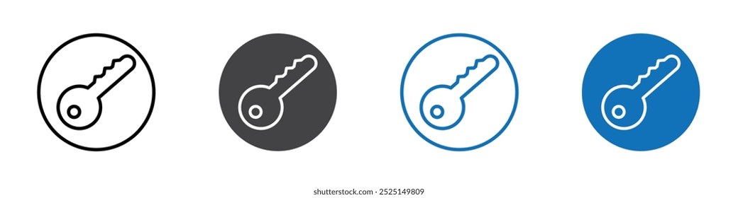 Icono clave aislado en el conjunto de Vector de fondo blanco