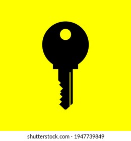 key icon isolated on yellow background. vector illustration