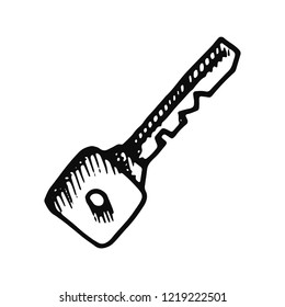 key icon. Isolated sketch for infographic object on light background