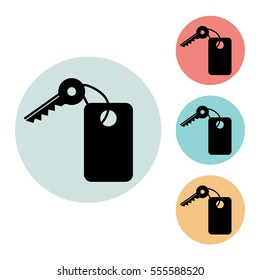 key icon isolated vector sign symbol, on blue, red, yellow background. Hotel elements. Can be used in logo, UI and web design
