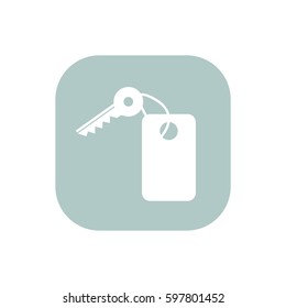 key icon isolated vector sign symbol on blue background. Tourism elements. Can be used in logo, UI and web design
