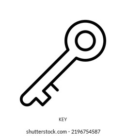 key icon. Line Art Style Design Isolated On White Background