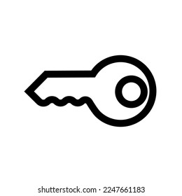 Línea de icono de clave aislada en fondo blanco. Icono delgado plano negro sobre el estilo de contorno moderno. Símbolo lineal y trazo editable. Ilustración vectorial de trazo simple y píxel perfecto