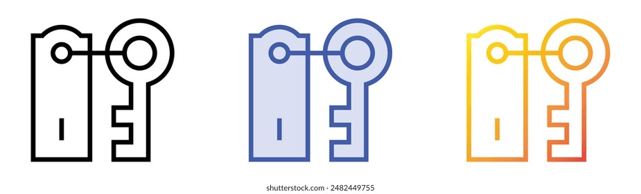 key icon. Linear, Blue Fill and Gradient Style Design Isolated On White Background