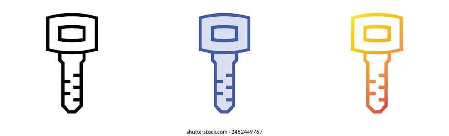 icono de tecla. Diseño de estilo de relleno lineal, azul y degradado aislado sobre fondo blanco