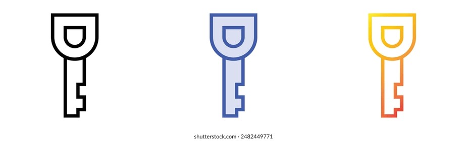 key icon. Linear, Blue Fill and Gradient Style Design Isolated On White Background