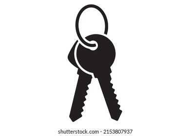 Schlüsselsymbol für Schloss und offene Tür im Haus. Sicherheitssymbol. Vektorgrafik.