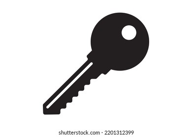 Key icon for lock and open door in house. Safety and security protection symbol. Vector illustration.