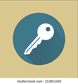 Key icon. Lock simbol. Security sign. Flat design style.