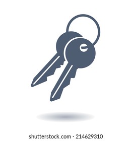 Key icon. Lock simbol. Security sign. Flat design style.