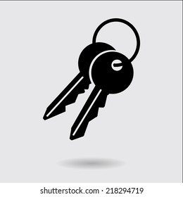 Key icon. Lock simbol. Security sign. Flat design style.