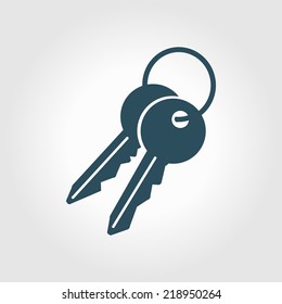 Key icon. Lock simbol. Security sign. Flat design style.