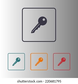 Key icon. Lock simbol. Security sign. Flat design style.