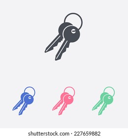 Key icon. Lock simbol. Security sign. Flat design style.