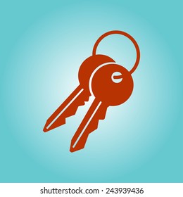 Key icon. Lock simbol. Security sign. Flat design style.
