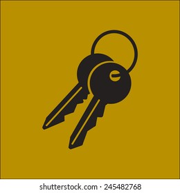 Key icon. Lock simbol. Security sign. Flat design style.