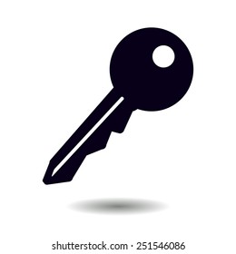 Key icon. Lock simbol. Security sign. Flat design style.