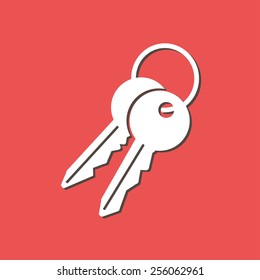 Key icon. Lock simbol. Security sign. Flat design style.