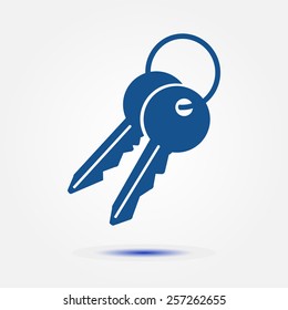 Key icon. Lock simbol. Security sign. Flat design style.