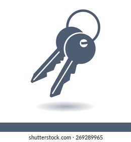 Key icon. Lock simbol. Security sign. Flat design style.