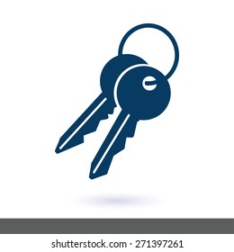 Key icon. Lock simbol. Security sign. Flat design style.