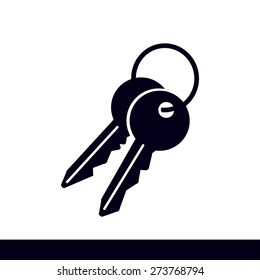 Key icon. Lock simbol. Security sign. Flat design style.