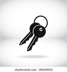 Key icon. Lock simbol. Security sign. Flat design style.