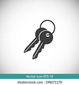 Key icon. Lock simbol. Security sign. Flat design style.