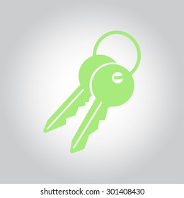 Key icon. Lock simbol. Security sign. Flat design style.