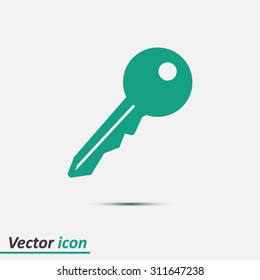 Key icon. Lock simbol. Security sign. Flat design style.